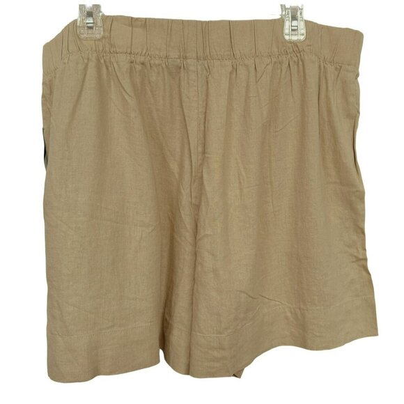 GAP Linen-Blend Pull-On Elastic Waist Shorts Cashew Crunch Brown Pockets XL NEW - Picture 3 of 6